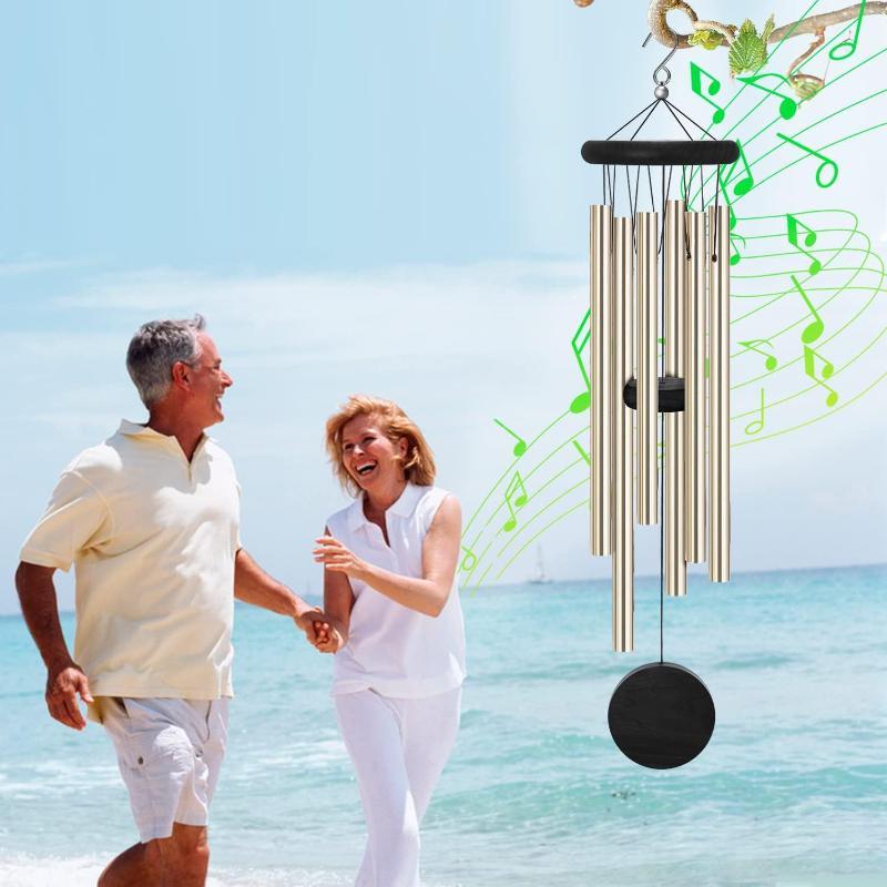Wind Chime Tubular - 【D】Rüzgar Çanı Kırmızı Ahşap ve Alüminyum