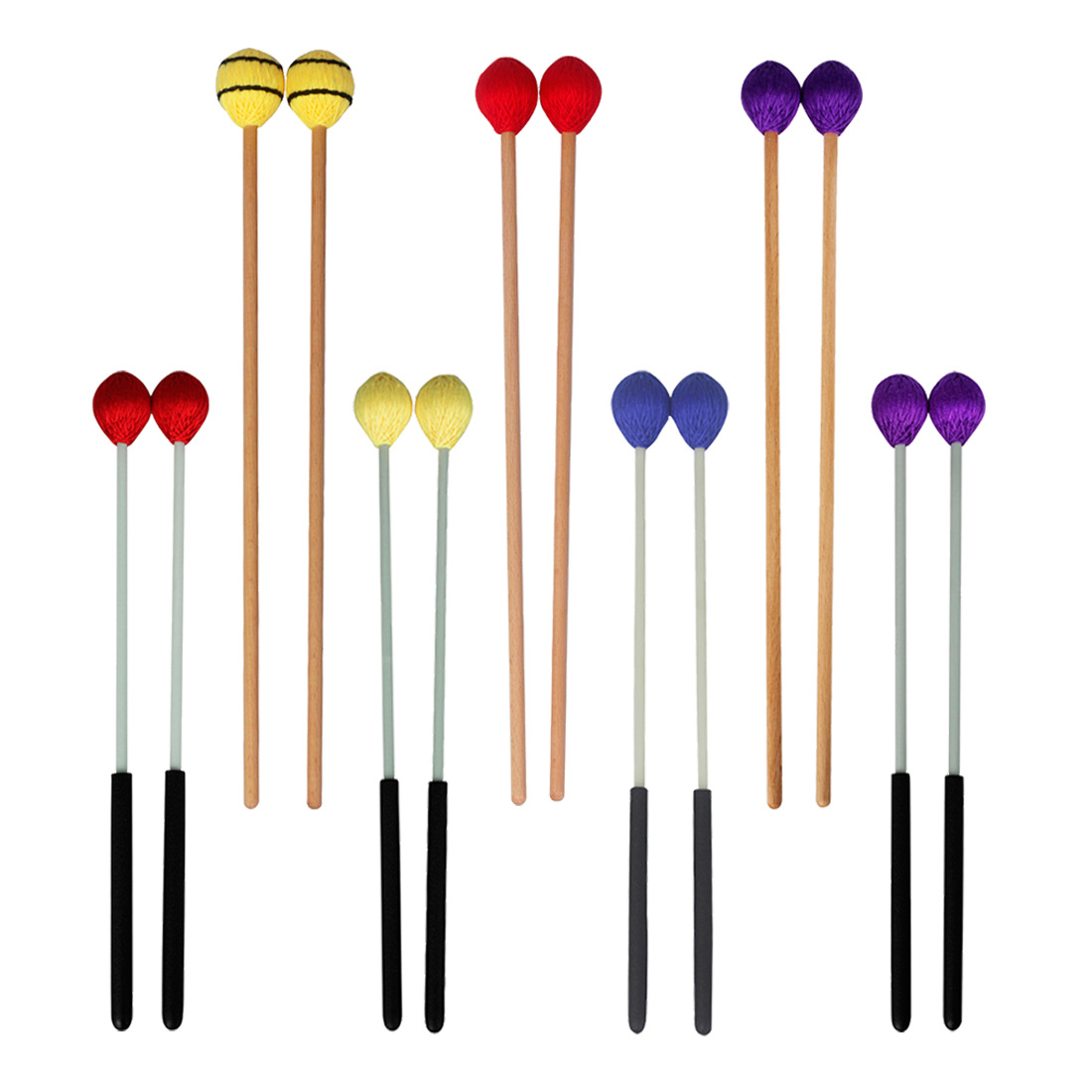 Musical Instrument Marimba - 2 Adet Marimba Tokmakları, Renkli İplikle