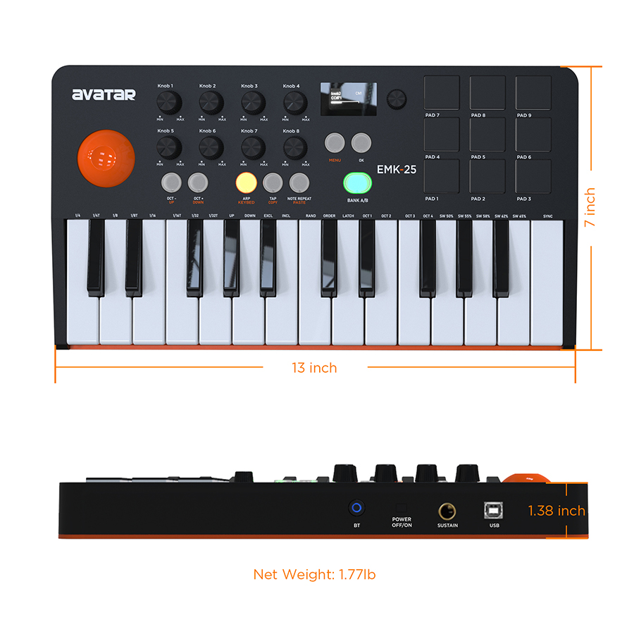 25 Tuşlu, 9 Arkadan Aydınlatma - Musical Instrument Keyboard incelemesi ve fiyatı